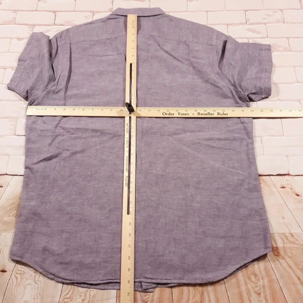 Banana Republic Linen Cotton Blend Shirt Mens Large Casual Short Sleeve Mauve